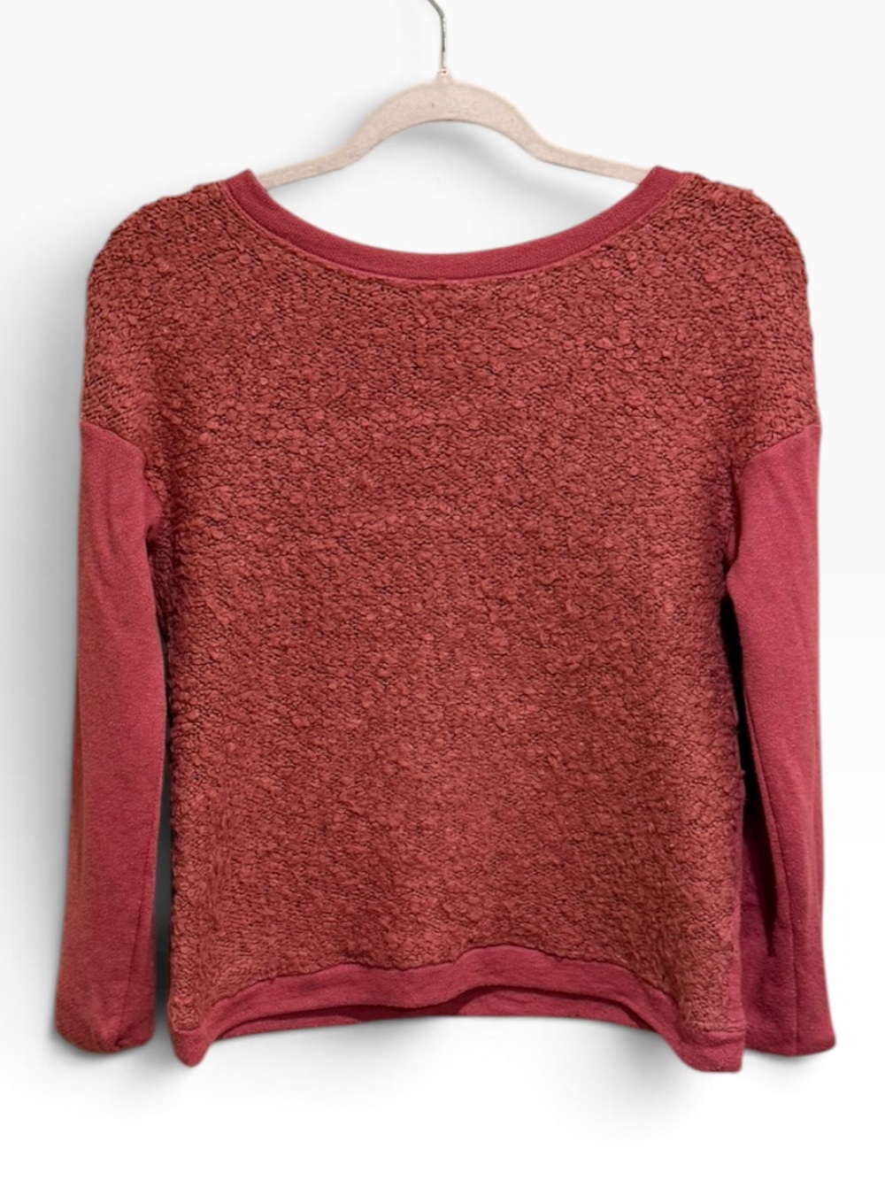 Hinge/Nordstrom Cotton & Wool Mixed Media Boucle Knit Front Sweatshirt Back Zip